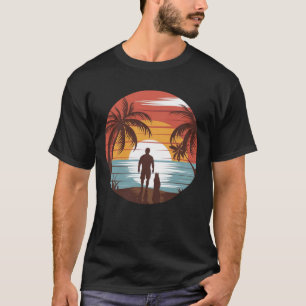 Sunshine Beach Day Illustration - Man en kat T-shirt