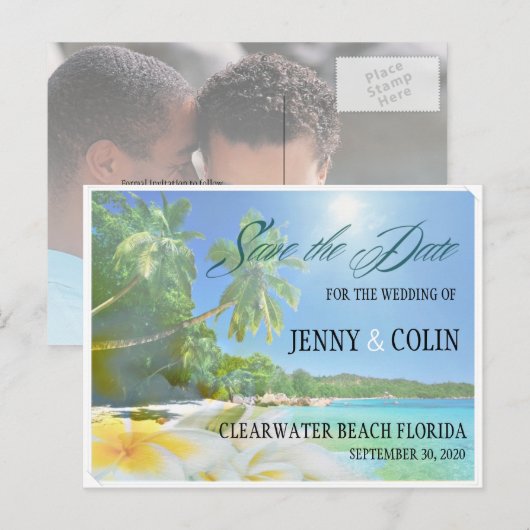 Sunshine Beach foto Bewaar de datum Aankondigingskaart (Voorkant / Achterkant)