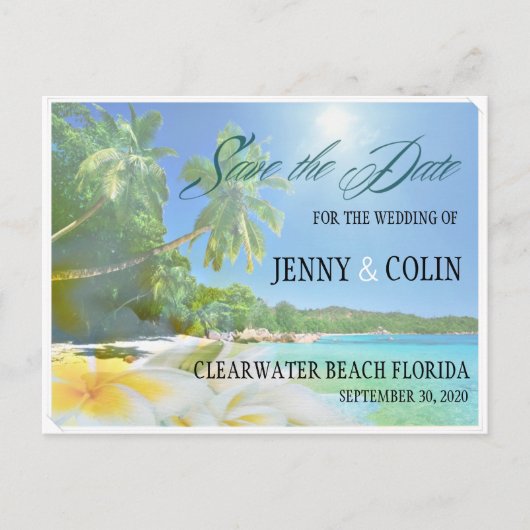 Sunshine Beach foto Bewaar de datum Aankondigingskaart (Voorkant)