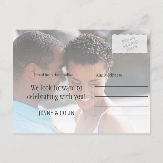 Sunshine Beach Palm Trees Plumeria Bewaar de datum Aankondigingskaart (Achterkant)