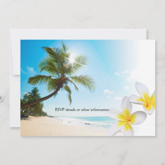 Sunshine Beach Palm Trees Plumerias Bruiloft Uitno Kaart (Achterkant)