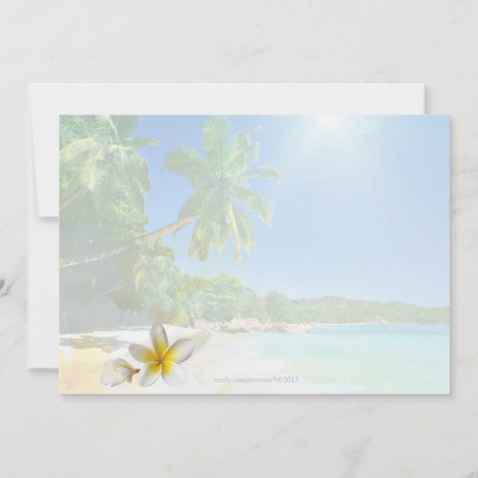 Sunshine Beach Palm Trees Plumerias Wedding Invite Kaart (Achterkant)