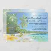 Sunshine Beach Palm Trees Plumerias Wedding Invite Kaart (Voorkant / Achterkant)