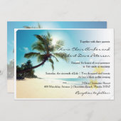 Sunshine Beach Palm Trees Plumerias Wedding Invite Kaart (Voorkant / Achterkant)