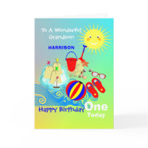 Sunshine Beach Theme Kleinzoon Gelukkige Verjaarda