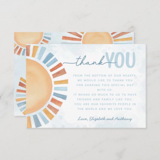 Sunshine bedankkaart briefje informatiekaartje (Voorkant / Achterkant)