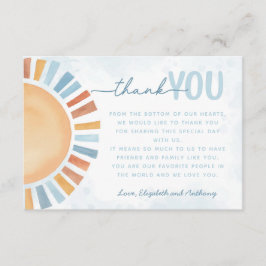 Sunshine bedankkaart briefje informatiekaartje