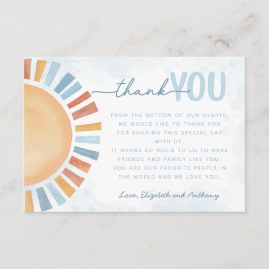 Sunshine bedankkaart briefje informatiekaartje (Voorkant)