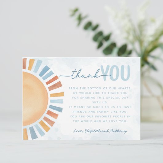 Sunshine bedankkaart briefje informatiekaartje (Staand voorkant)