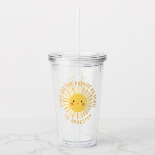 Sunshine bedankt leraar moderne elegant acryl drinkbeker (Voorkant)