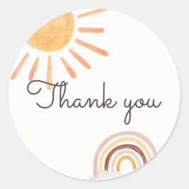 Sunshine bedankt Rainbow Boho Sun Birthday Ronde Sticker