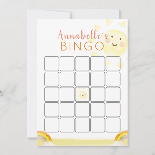 Sunshine Birthday Bingo Game Kaart (Voorkant)