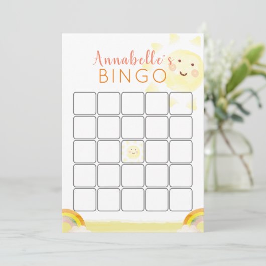 Sunshine Birthday Bingo Game Kaart (Staand voorkant)