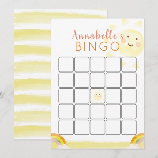 Sunshine Birthday Bingo Game Kaart (Voorkant / Achterkant)