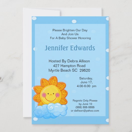 Sunshine Birthday Invitation Kaart (Voorkant)