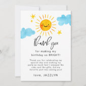 Sunshine Birthday Party Bedankkaart (Voorkant)