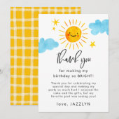Sunshine Birthday Party Bedankkaart (Voorkant / Achterkant)