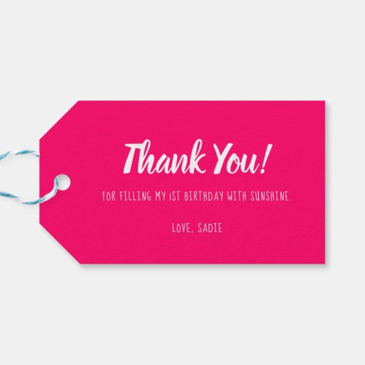 Sunshine Birthday Party Cadeaulabel (Achterkant Horizontaal)