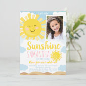 Sunshine Birthday Party Invitation Invite Kaart (Staand voorkant)