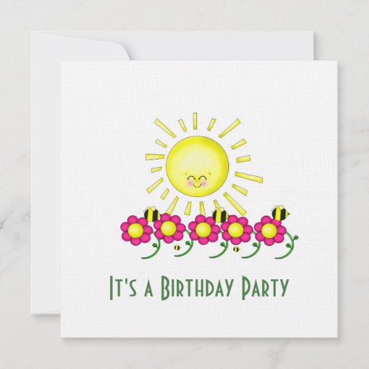 Sunshine Birthday Party Invitation Kaart (Voorkant)