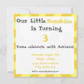Sunshine Birthday Party Kaart (Achterkant)
