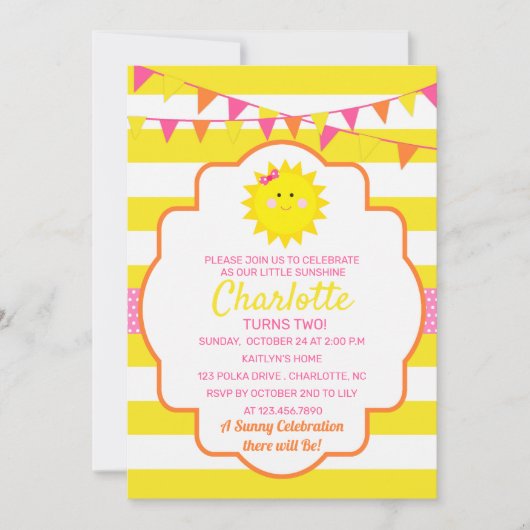 Sunshine Birthday Party Kaart (Voorkant)