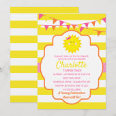 Sunshine Birthday Party Kaart (Voorkant / Achterkant)