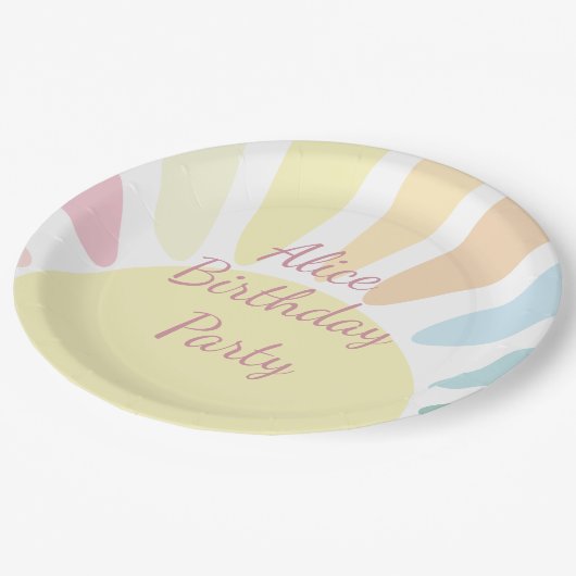 Sunshine Birthday Party Papieren Bordje (Gekanteld)