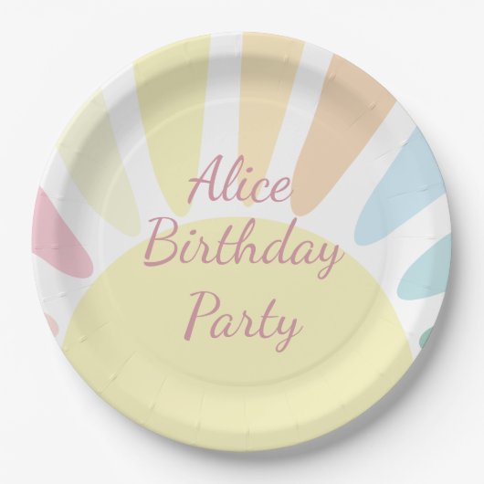 Sunshine Birthday Party Papieren Bordje (Voorkant)