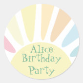 Sunshine Birthday Party Ronde Sticker (Voorkant)
