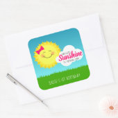 Sunshine Birthday Party Vierkante Sticker (Envelop)