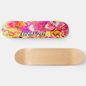 Sunshine Bliss: Gele & Roze Graffiti Harten Persoonlijk Skateboard (Horizontaal)