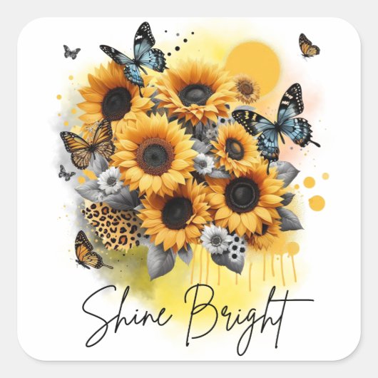 Sunshine Bloom Vierkante Sticker (Voorkant)