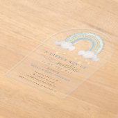 Sunshine Blue Boho Rainbow Boy Baby shower Acryl Uitnodigingen (Laagn)