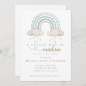 Sunshine Blue Boho Rainbow Boy Baby shower Kaart (Voorkant / Achterkant)