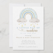 Sunshine Blue Boho Rainbow Boy Baby shower Kaart (Voorkant)