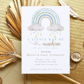 Sunshine Blue Boho Rainbow Boy Baby shower Kaart