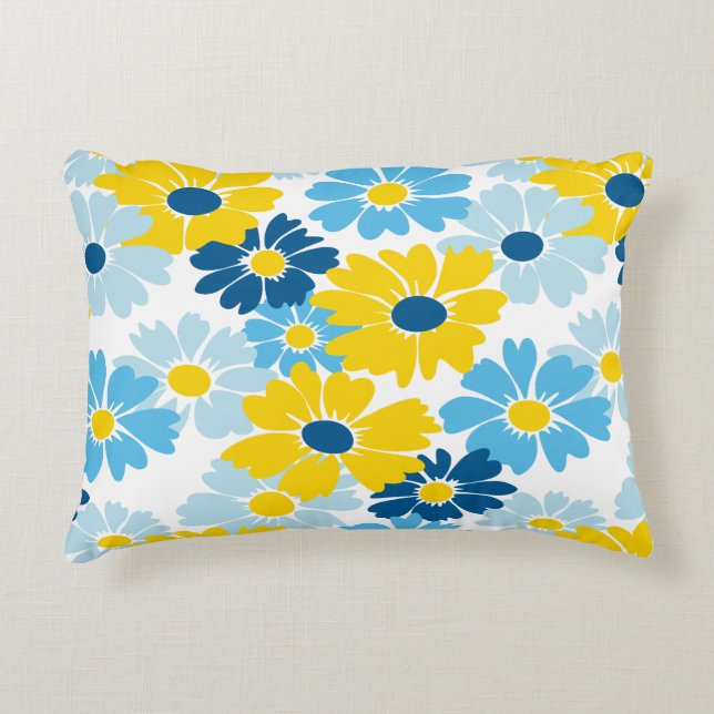 Sunshine Blue Sky Blooming Daisy Accent Kussen (Voorkant)