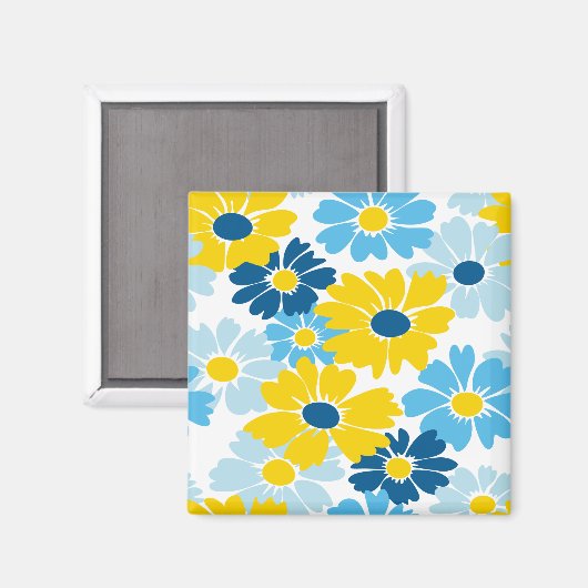 Sunshine Blue Sky Blooming Daisy Magneet (Voorkant / Achterkant)