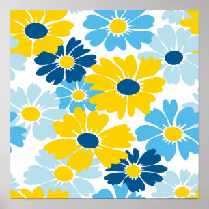 Sunshine Blue Sky Blooming Daisy Poster