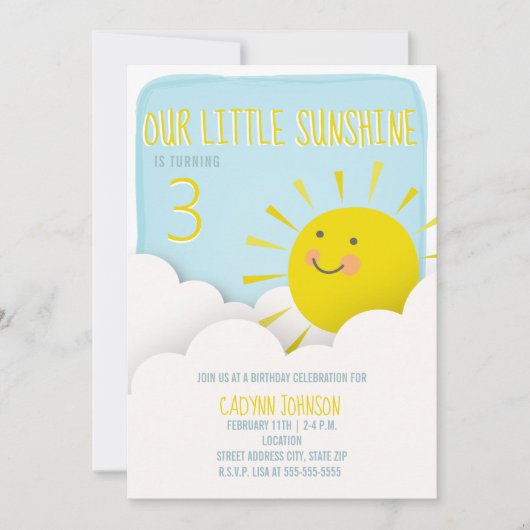 Sunshine Blue Sky Clouds Birthday Kaart (Voorkant)