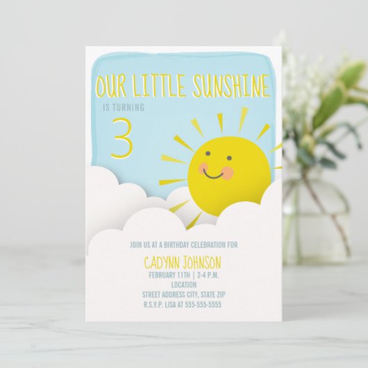 Sunshine Blue Sky Clouds Birthday Kaart (Staand voorkant)