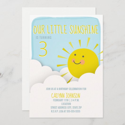 Sunshine Blue Sky Clouds Birthday Kaart (Voorkant / Achterkant)