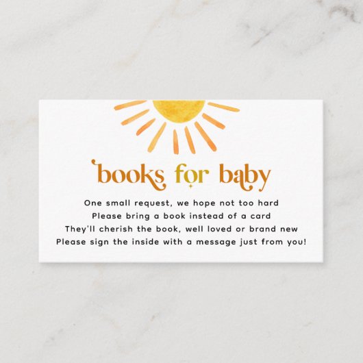 Sunshine Boeken voor Baby Informatiekaartje (Voorkant)