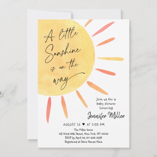 Sunshine Boho Baby shower Kaart (Voorkant)