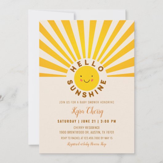 Sunshine Boho Baby shower Kaart (Voorkant)