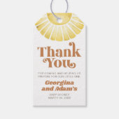 Sunshine Boho Baby shower Retro Dank u wel Cadeaulabel (Voorkant)