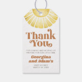 Sunshine Boho Baby shower Retro Dank u wel Cadeaulabel (Achterkant)