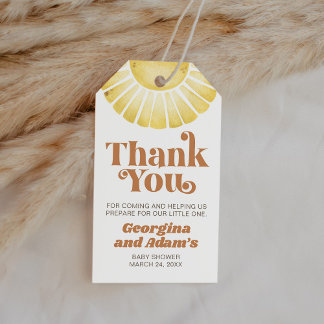 Sunshine Boho Baby shower Retro Dank u wel Cadeaulabel