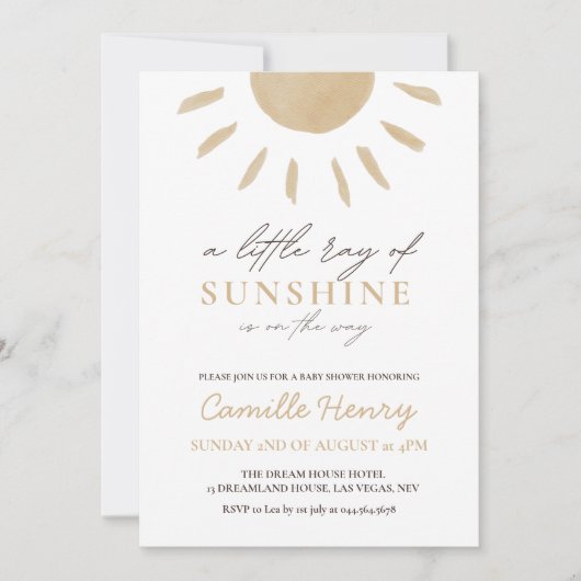 Sunshine Boho Baby shower Uitnodiging (Voorkant)